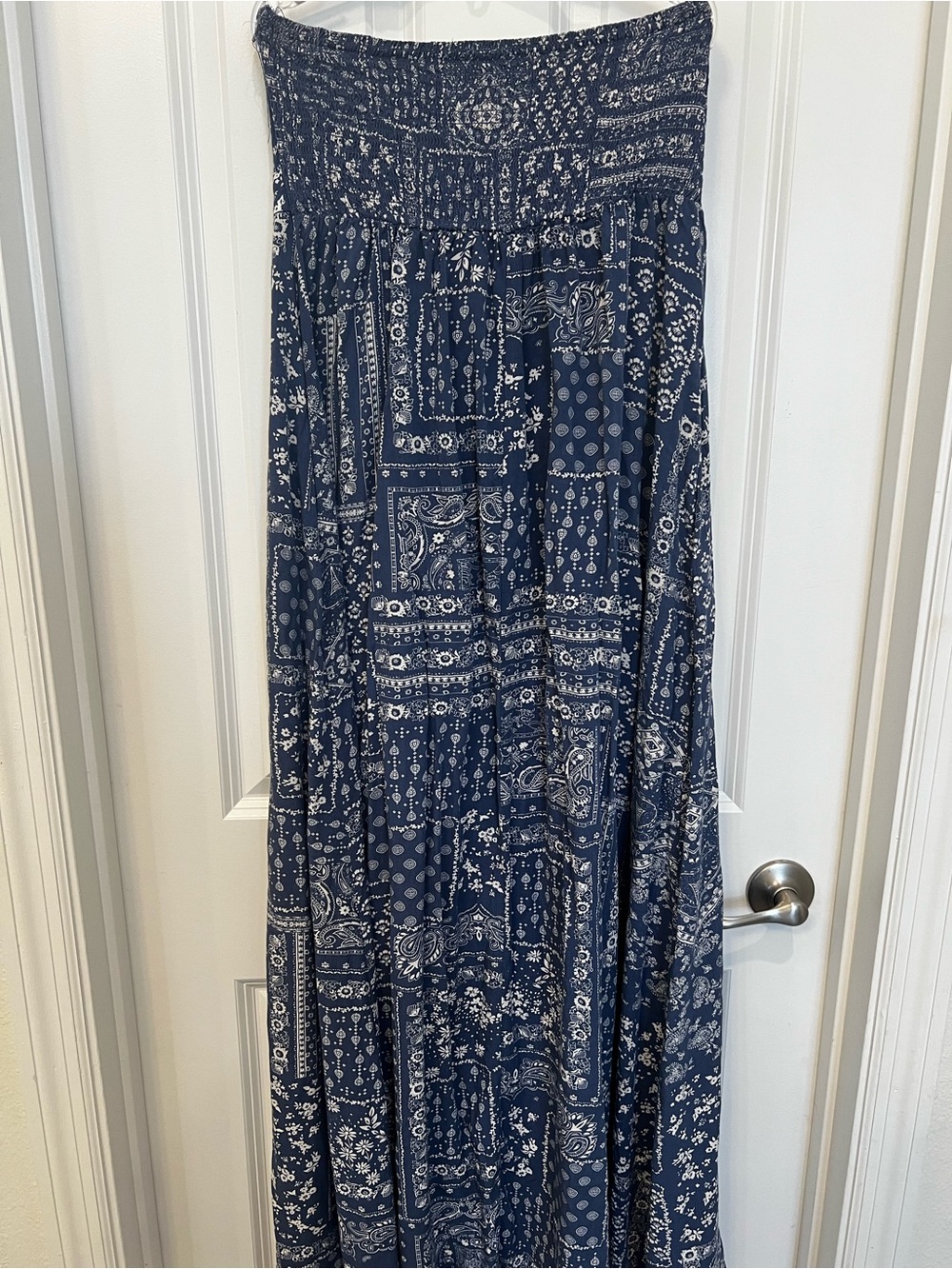 Rewind Navy Bandana-Print Strapless Maxi Skirt - Picture 2 of 5